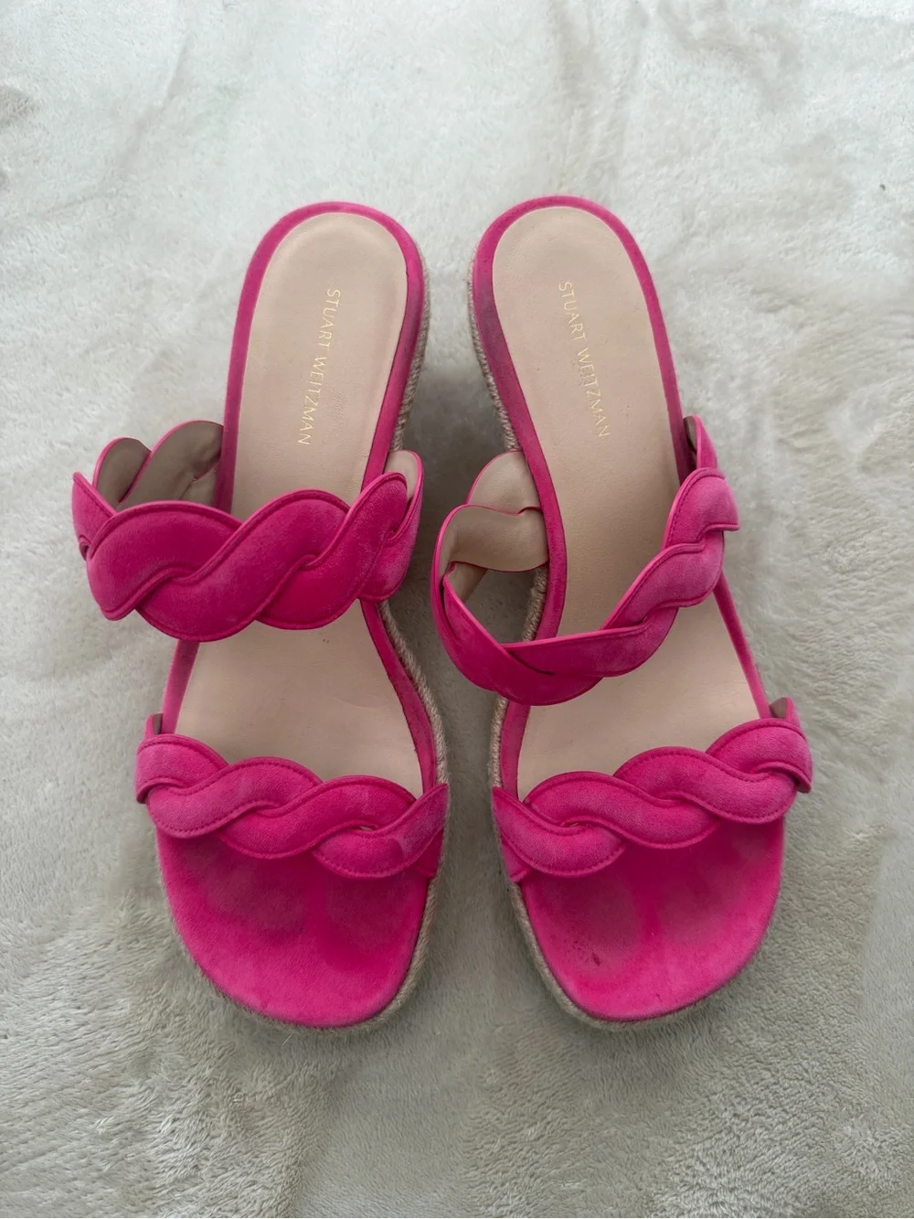 Stuart Weitzman Hot Pink Braided Wedge Slide - Picture 3 of 5